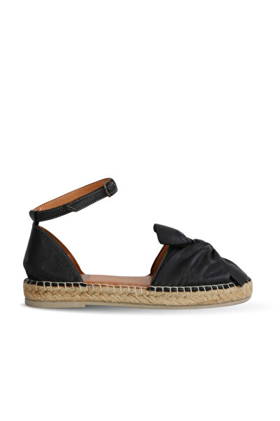 Bueno Shoes Μαύρα Δερμάτινα Γυναικεία Σανδάλια Espadrille 01ws1807