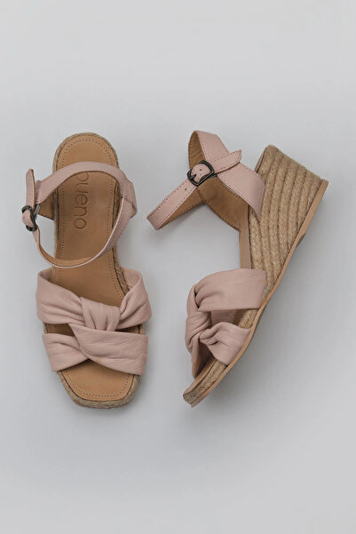 Bueno Shoes Sandale cu toc pentru femei din piele pudrată 01ws10307