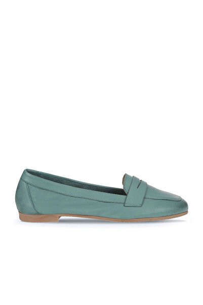 Bueno Shoes Зелени дамски балетни обувки с отворени пръсти от кожа 01wy0801
