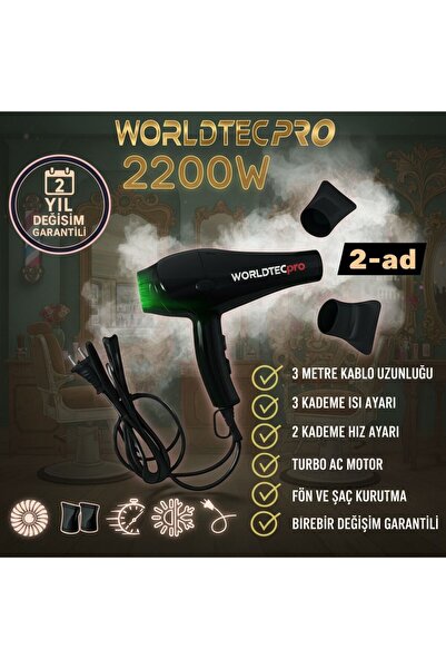 worldtec pro WORLDTEC WTpro-7500 PROFESYONEL FÖN MAKİNASI SAÇ KURUTMA