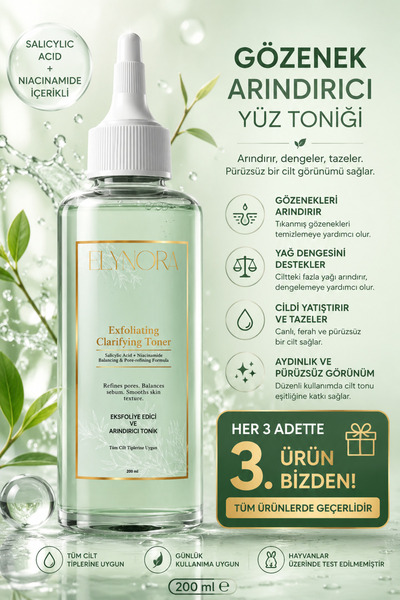 Elynora Gözenek Arındırıcı Yüz Toniği Salicylic Acid ve Niacinamide İçerikli ...
