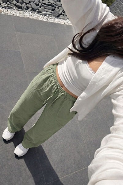 DAMGA JEANS Γυναικείο παντελόνι Premium Jogger Relax Fit, καλοκαιρινό πράσινο...
