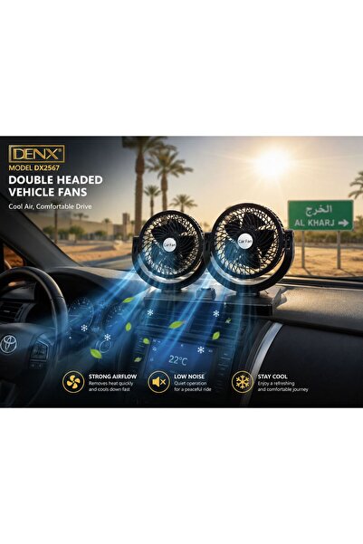 Primo Plus Denx High-performance car fan with two-way air distribution DX2567