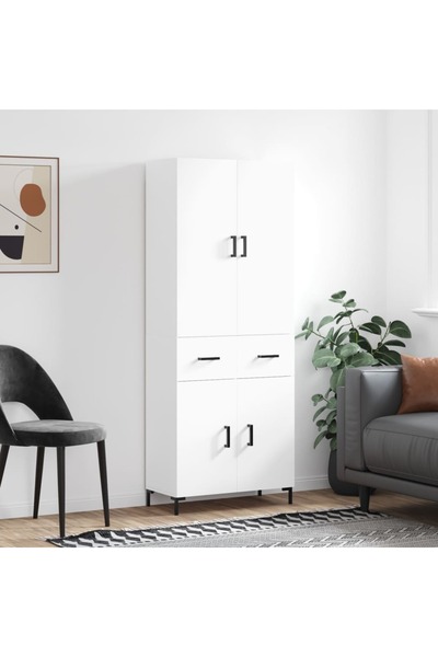 Concept Dulap înalt, alb, 69,5x34x180 cm, lemn compozit