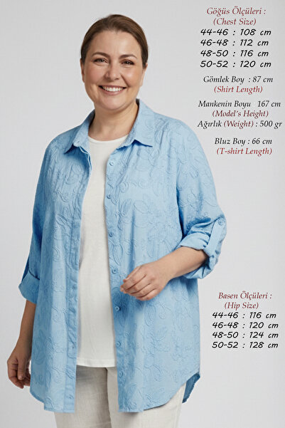 Laden Women's Plus Size Summer 95% Viscose Long Sleeve Shirt and 100% Cotton ...