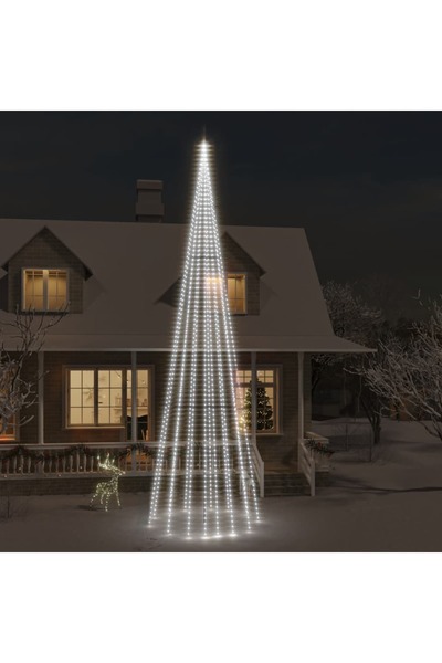 Concept Brad de Crăciun pe catarg, 1134 LED-uri, alb rece, 800 cm
