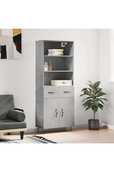 Concept Dulap înalt, gri beton, 69,5x34x180, lemn compozit