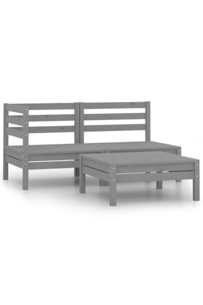 Concept Set mobilier de grădină, 3 piese, gri, lemn masiv de pin