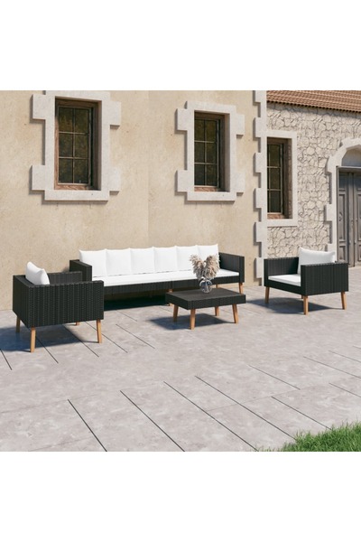Concept Set mobilier de grădină cu perne, 4 piese, negru, poliratan