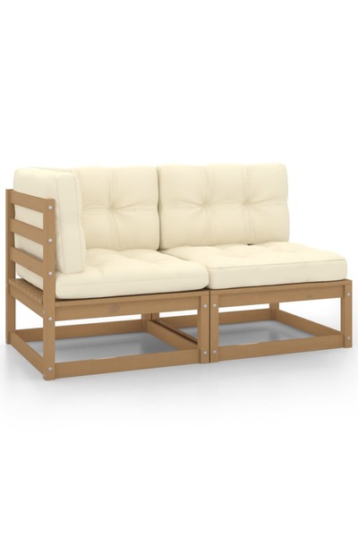 Concept Set mobilier grădină&perne 2 piese, maro miere lemn masiv pin