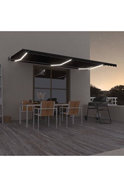Concept Copertină automată cu senzor vânt & LED, antracit, 600x350 cm