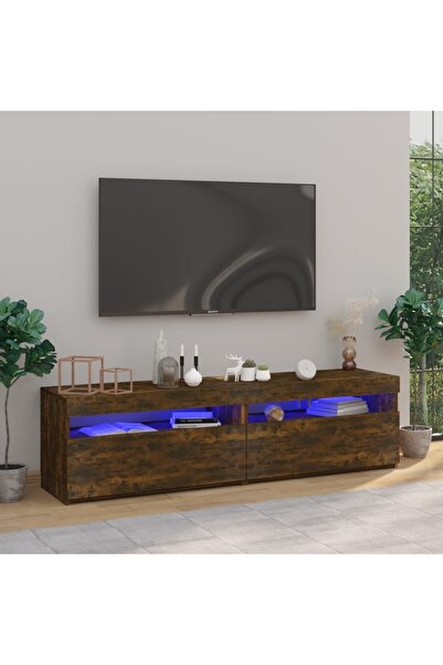 Concept Comodă TV cu lumini LED, 2 buc., stejar afumat, 75x35x40 cm
