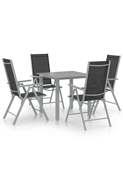 Concept Set mobilier de grădină, 5 piese, argintiu și negru, aluminiu