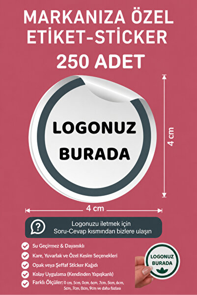GSticker Kişiye Özel Firma Şirket Marka Butik Logo Sticker Paketleme Kargo Am...