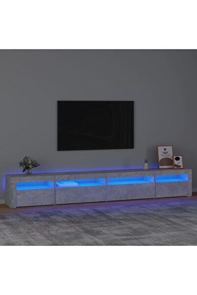 Concept Comodă TV cu lumini LED, gri beton, 270x35x40 cm