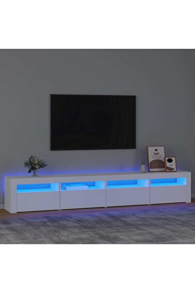 Concept Comodă TV cu lumini LED, alb, 240x35x40 cm