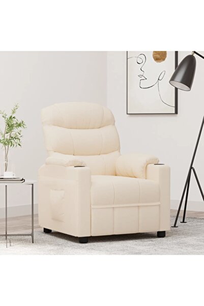 Concept Fotoliu rabatabil, crem, material textil