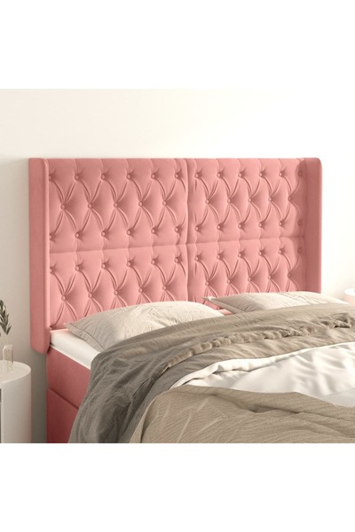 Concept Tăblie de pat cu aripioare, roz, 163x16x118/128 cm, catifea