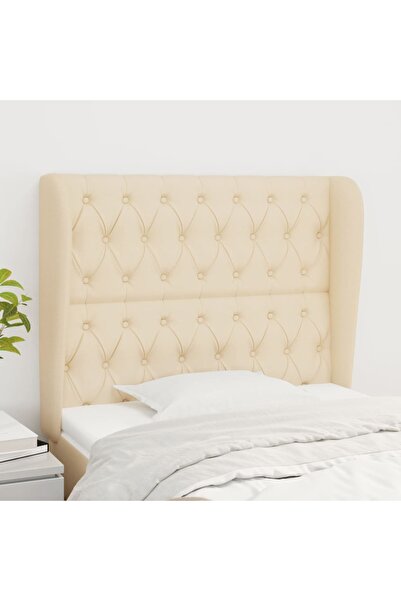 Concept Tăblie de pat cu aripioare, crem, 103x23x118/128 cm, textil