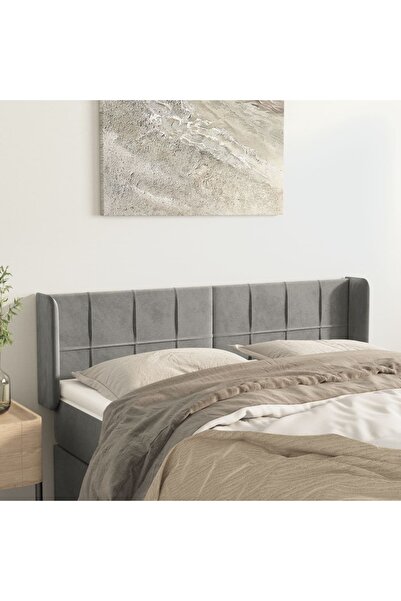 Concept Tăblie de pat cu aripioare gri deschis 147x16x78/88 cm catifea