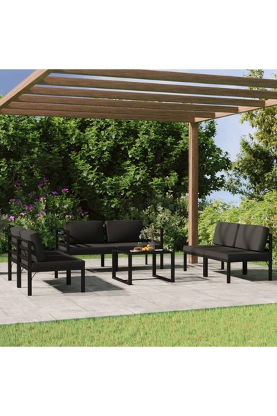 Concept Set mobilier de grădină cu perne, 7 piese, antracit, aluminiu