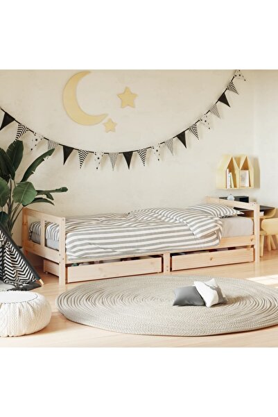 Concept Cadru pat copii cu sertare, 80x200 cm, lemn masiv de pin