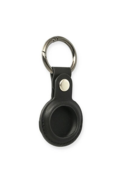 ALVERA COLLECTION Airtag Keychain Leather Case - Black