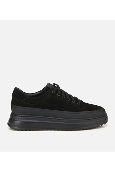 Hotiç Men's Suede Leather Black Thick-Soled Casual Shoes