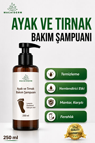Macaiderm Ayak ve Tırnak Bakım Şampuanı 250 ml | Temizleyici Ferahlatıcı Günl...