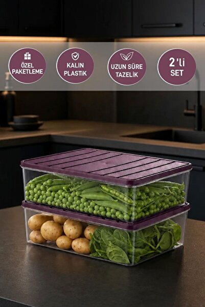 SELKA HOME 2 Adet 4 Lt. Nora Organizer Buzdolabı Buzluk Düzenleyici Saklama Kabı