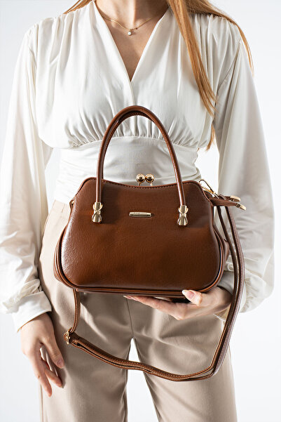 By Hakan Jn-53 Burslu Women's Shoulder Bag Clip-On Handbag Crossbody Bag Taba