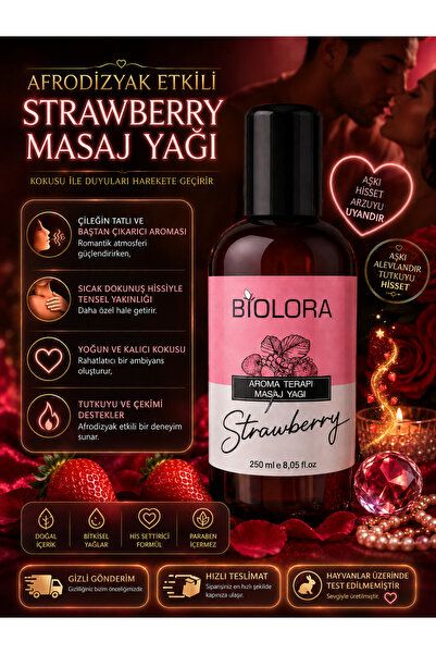 Biolora Çilek Aromaterapi Vücut Masaj & Spa Yağı 250ml.