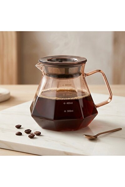 cc bin shihon Ribbed Glass Coffee Server Honey Colored 600ml