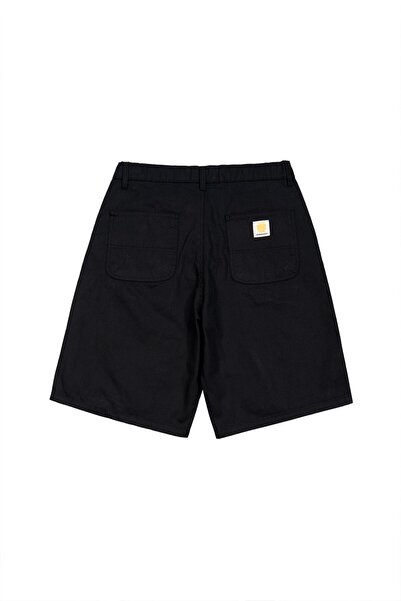 UKHWD SUPPLY Pantaloni scurți pentru bărbați din gabardină neagră Baggy Jean