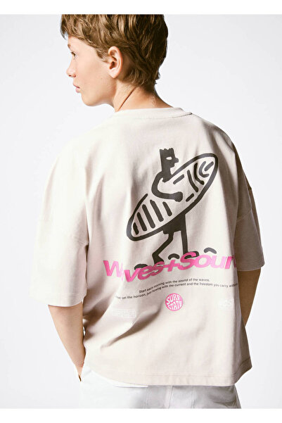 MANGO Kids Sörf baskılı pamuklu t-shirt