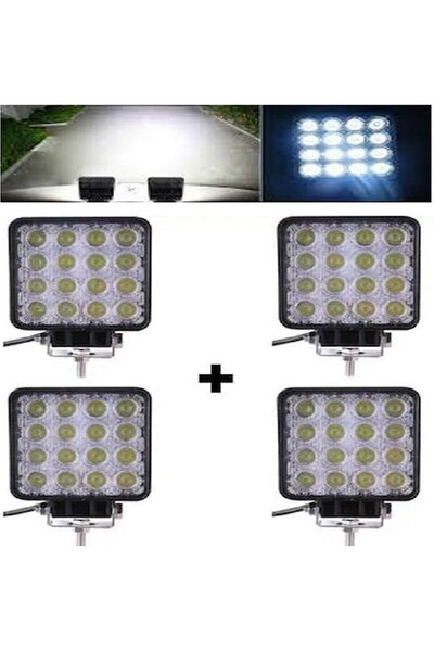 Genel Markalar 4 Adet 16 Ledli Off Road Çalışma Ve Sis Lambası 48watt