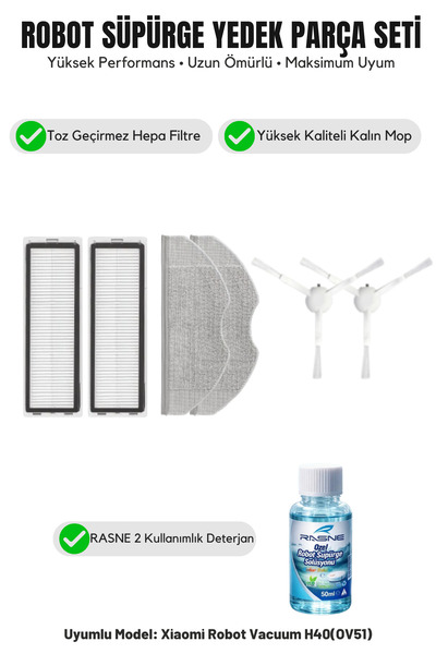 Asgard Grup Ρομποτική σκούπα H40(OV51) Συμβατή με 2 πλαϊνές βούρτσες, 2 φίλτρ...