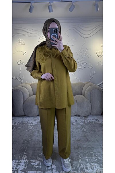 Nuss 1070 Stone Embroidered Shirt Suit Amber