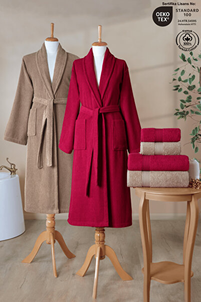 Ellaline Set de halate de baie cu dungi 6 piese 100% bumbac certificat pentru...