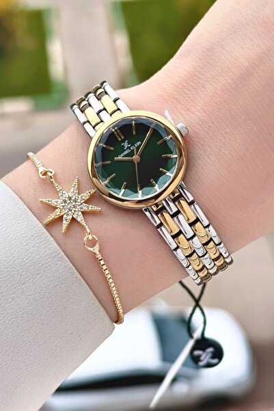 Daniel Klein Dial Green Strap Gold Silver Color 25 mm Women's Wristwatch with...