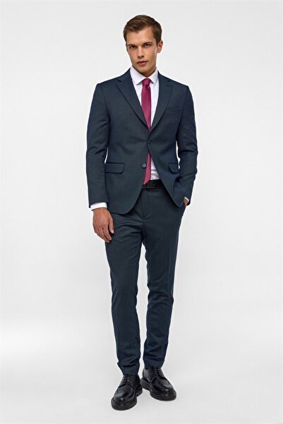 SÜVARİ Lacivert Slim Mono Yaka 6 Drop Takım Elbise