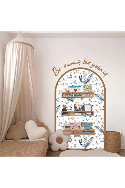 Sosyotab Çocuk Bebek Odası Duvar Sticker Seti | Bir Varmış Yazısı + Çerçeve |...