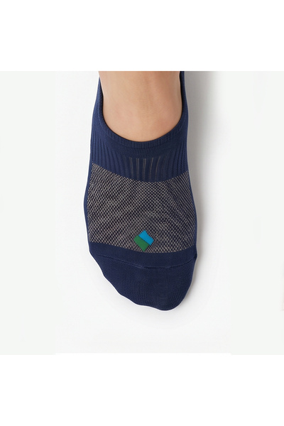 Bonny Silver Odor-Free No Show Booties Men's Navy Blue Silver Socks 3-Pack