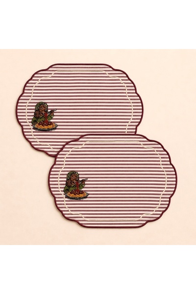 LİONYA DESİGN 2-Piece Cocker Dog Embroidered Premium Duck Fabric Placemat – w...