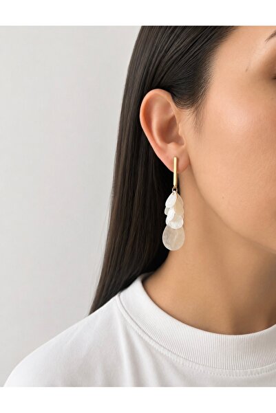 Lisse.co Çelik Sedefli Sallantılı Küpe