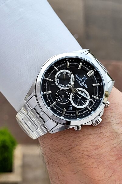 Daniel Klein Kadranı Siyah Kordonu Silver Renk 24 Ay Garantili 44 Mm Erkek Ko...