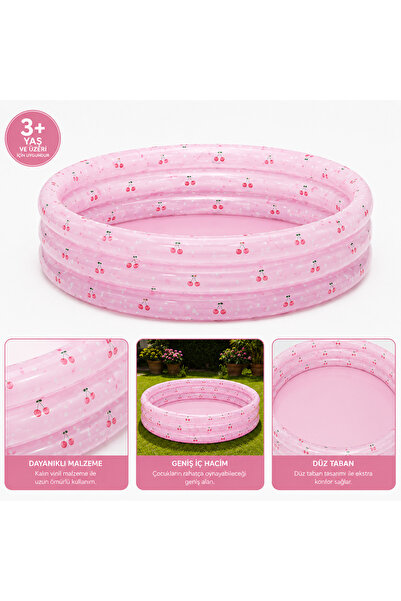 BYCEGU KİRAZ DESENLİ ŞİŞME ÇOCUK HAVUZ OVAL YUVARLAK MODEL 147X33 CM