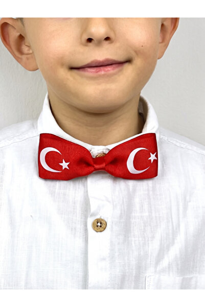 Toka Sepetim Bayrak Desenli 29 Ekim Erkek Çocuk Papyonu 1 Adet