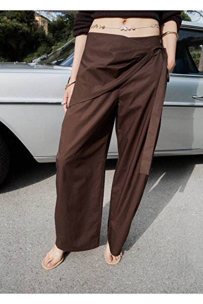 MANGO Woman Çıkarılabilir fularlı düz kesim pantolon