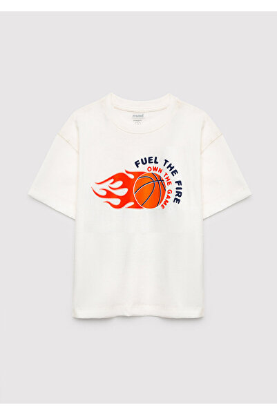 Mavi Tricou cu imprimeu FUEL THE FIRE, alb murdar